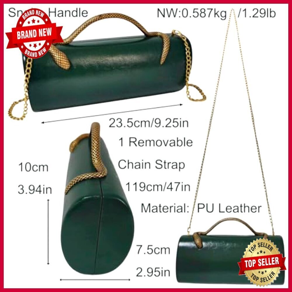 PU Leather Evening Bag with Detachable Chain, Crossbody Shoulder Clutch Purse - Picture 4 of 6